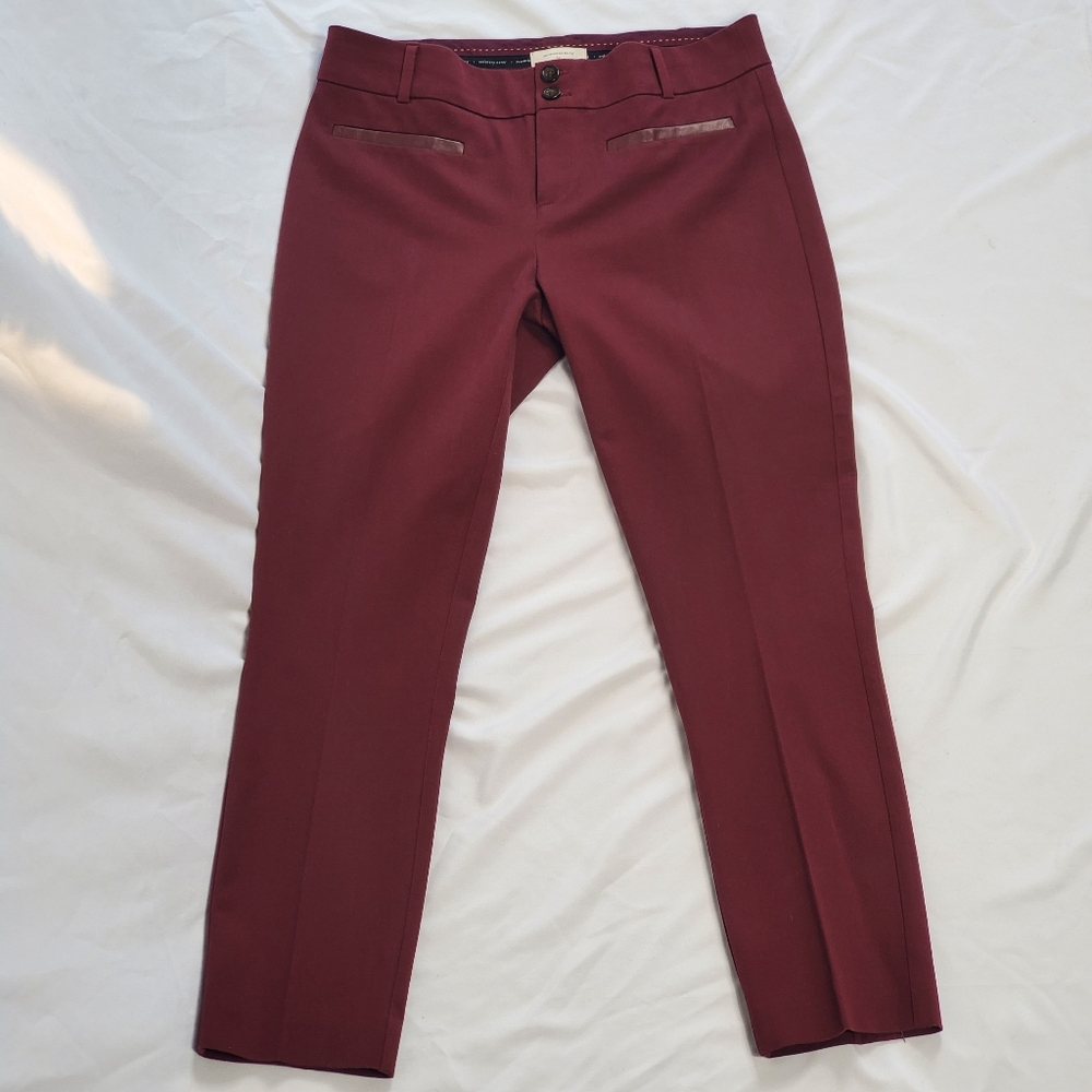 The Essential Slim Trousers by Anthropologie in Wine - Size 6